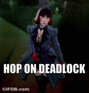 Woman Standing Next To Man Hop On Deadlock GIF