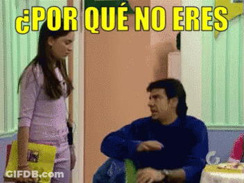 Woman Standing Next To Man Saying Por Que No Eres GIF