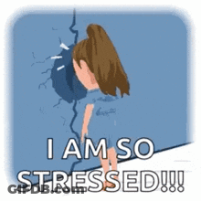 Woman Standing Next To Wall Saying I Am So Stressed GIF