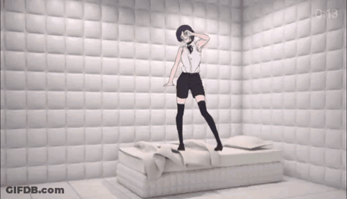 Woman Standing On Bed GIF