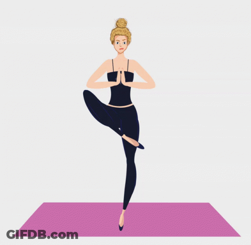 Woman Standing On One Leg On Pink Mat GIF