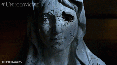 Woman Statue With Hole In Eye #Unholymovie GIF