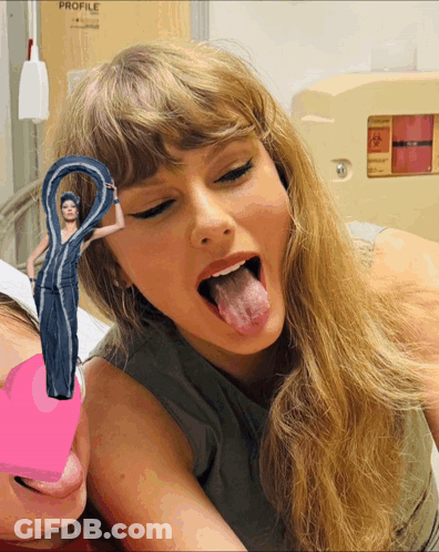 Woman Sticking Tongue Out Biohazard Sign GIF
