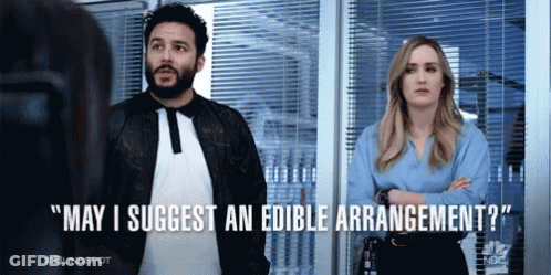 Woman Suggesting Edible Arrangement GIF