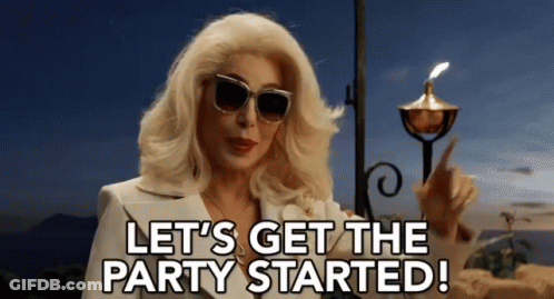 Woman Sunglasses Holding Torch Let's Get Party Started GIF