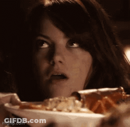 Woman Surprised At Food GIF