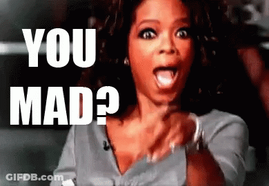 Woman Surprised Pointing At Camera Says You Mad GIF
