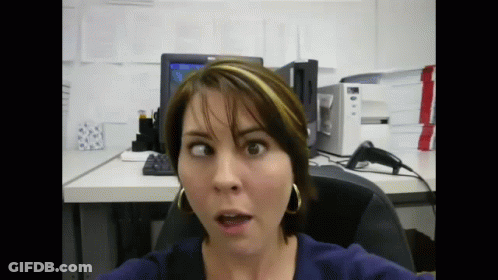 Woman Surprised Sitting At Dell Computer GIF