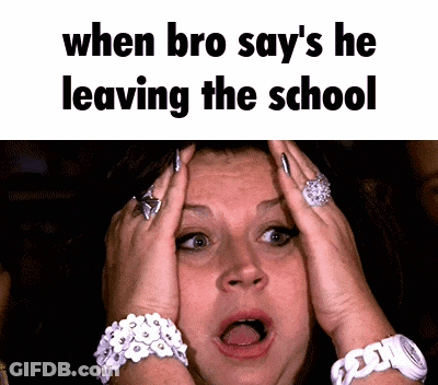Woman Surprised With Hands On Head When Bro Says Leaving School GIF