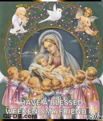 Woman Surrounded By Angels Saying Liebe GIF