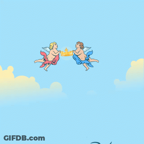 Woman Surrounded By Angels Saying Liebe GIF
