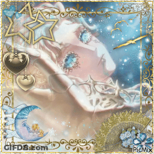 Woman Surrounded By Hearts And Stars Picmix GIF