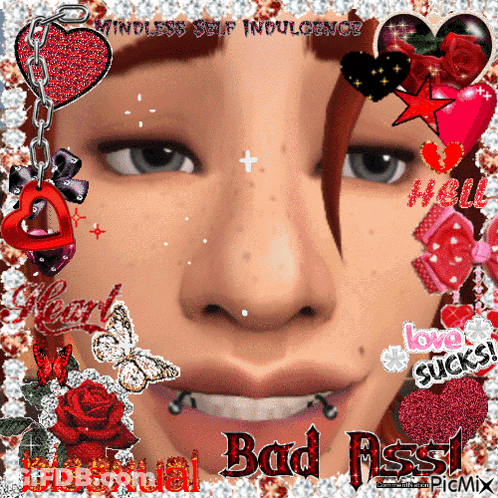 Woman Surrounded By Hearts Bad Ass GIF