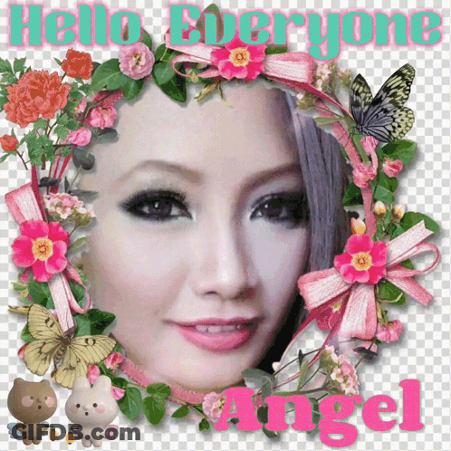 Woman Surrounded By Pink Flowers Saying Hello Everyone Angel GIF