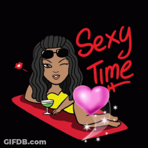 Woman Surrounded By Pink Hearts Sexy Time GIF