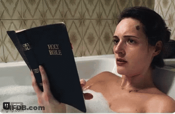 Woman Taking Bath Reading Bible GIF