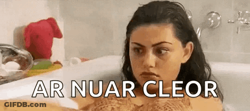 Woman Taking Bath With Ar Nuar Cleor Text GIF