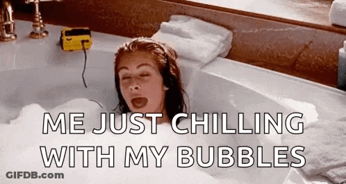 Woman Taking Bath With Bubbles And Radio GIF