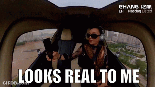 Woman Taking Selfie In Helicopter Looks Real To Me GIF