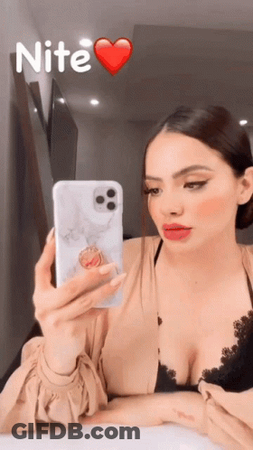 Woman Taking Selfie In Mirror Saying Nite GIF