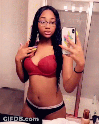 Woman Taking Selfie In Mirror GIF
