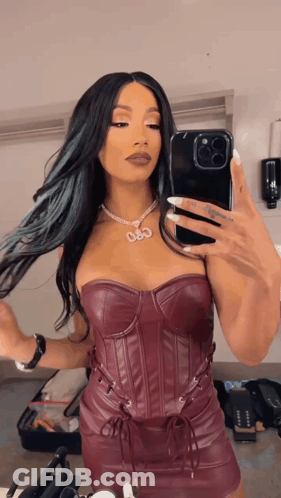 Woman Taking Selfie In Mirror With Phone GIF