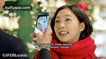 Woman Taking Selfie Saying Count To Three GIF