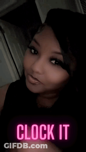 Woman Taking Selfie With Clock It GIF