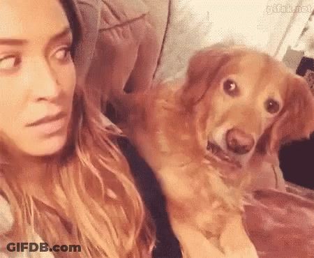 Woman Taking Selfie With Dog GIF