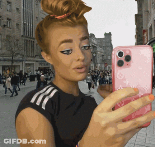 Woman Taking Selfie With Pink Louis Vuitton Phone GIF