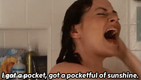 Woman Taking Shower Saying I Got A Pocketful Of Sunshine GIF