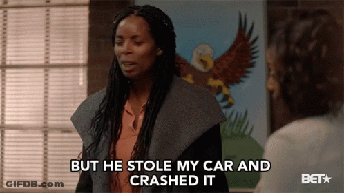 Woman Talking About Car Theft And Crash GIF