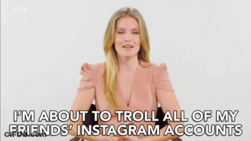 Woman Talking About Trolling Friends' Instagram Accounts GIF