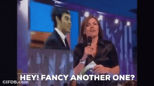 Woman Talking Into Microphone Hey Fancy Another One GIF