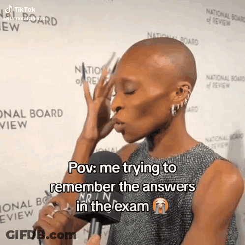 Woman Talking Into Microphone POV Me Trying To Remember Exam Answers GIF