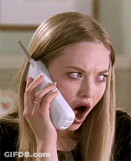 Woman Talking On Cell Phone Mouth Open GIF