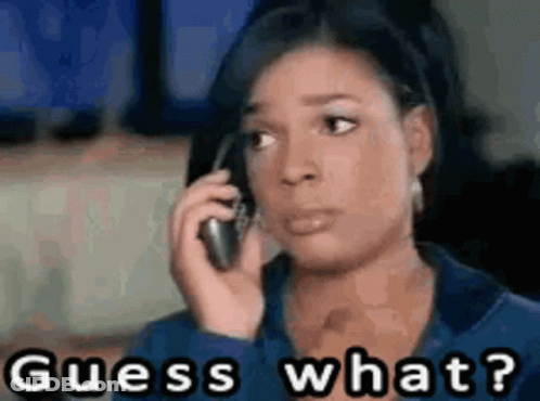 Woman Talking On Cell Phone Saying Guess What GIF