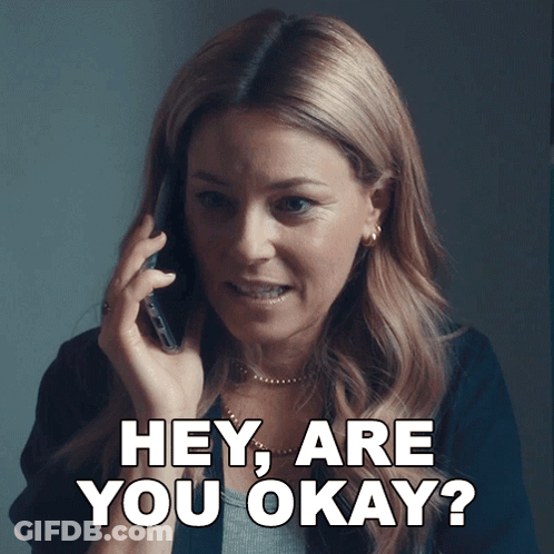 Woman Talking On Cell Phone Saying Hey Are You Okay GIF