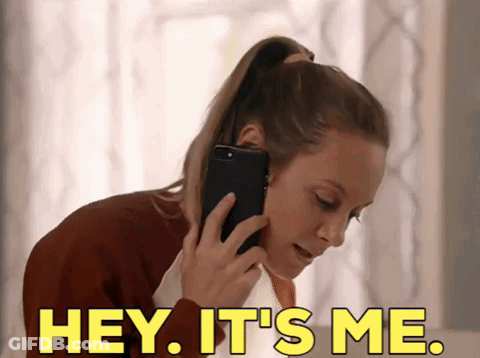 Woman Talking On Cell Phone Saying Hey It's Me GIF