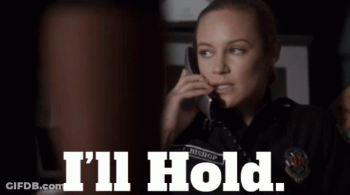 Woman Talking On Cell Phone Saying I'll Hold GIF