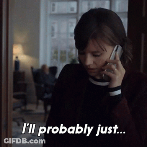Woman Talking On Cell Phone Saying I'll Probably Just GIF