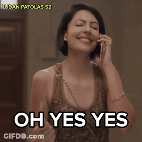 Woman Talking On Cell Phone Saying Oh Yes Yes GIF