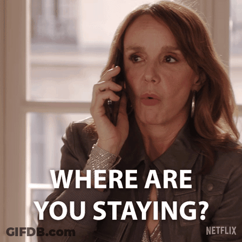 Woman Talking On Cell Phone Saying Where Are You Staying GIF