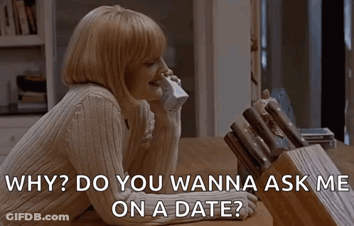 Woman Talking On Phone Asking About Date GIF
