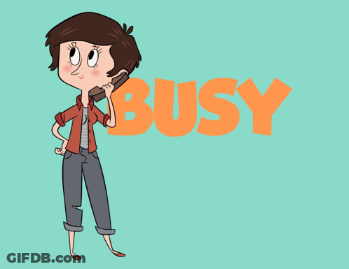 Woman Talking On Phone Saying Busy GIF