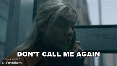 Woman Talking On Phone Saying Don't Call Me Again GIF