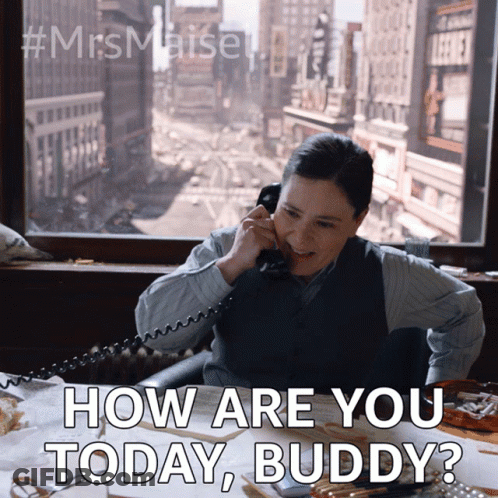 Woman Talking On Phone Saying How Are You Today Buddy GIF