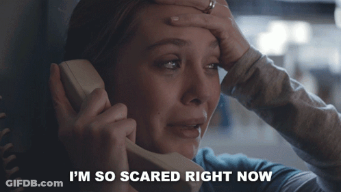 Woman Talking On Phone Saying I'm So Scared GIF