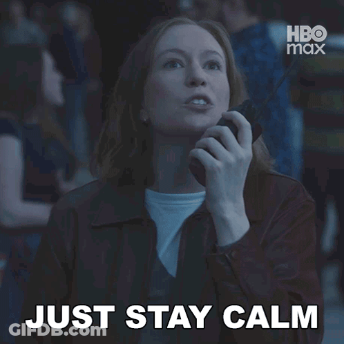 Woman Talking On Phone Saying Just Stay Calm GIF
