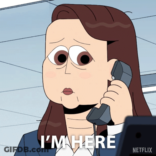 Woman Talking On Phone With I'm Here GIF